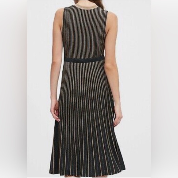 Banana Republic Sleeveless Metallic Stripes A-line Midi Sweater Dress Navy/Gold - Picture 8 of 12